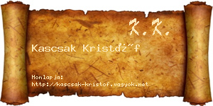Kascsak Kristóf névjegykártya